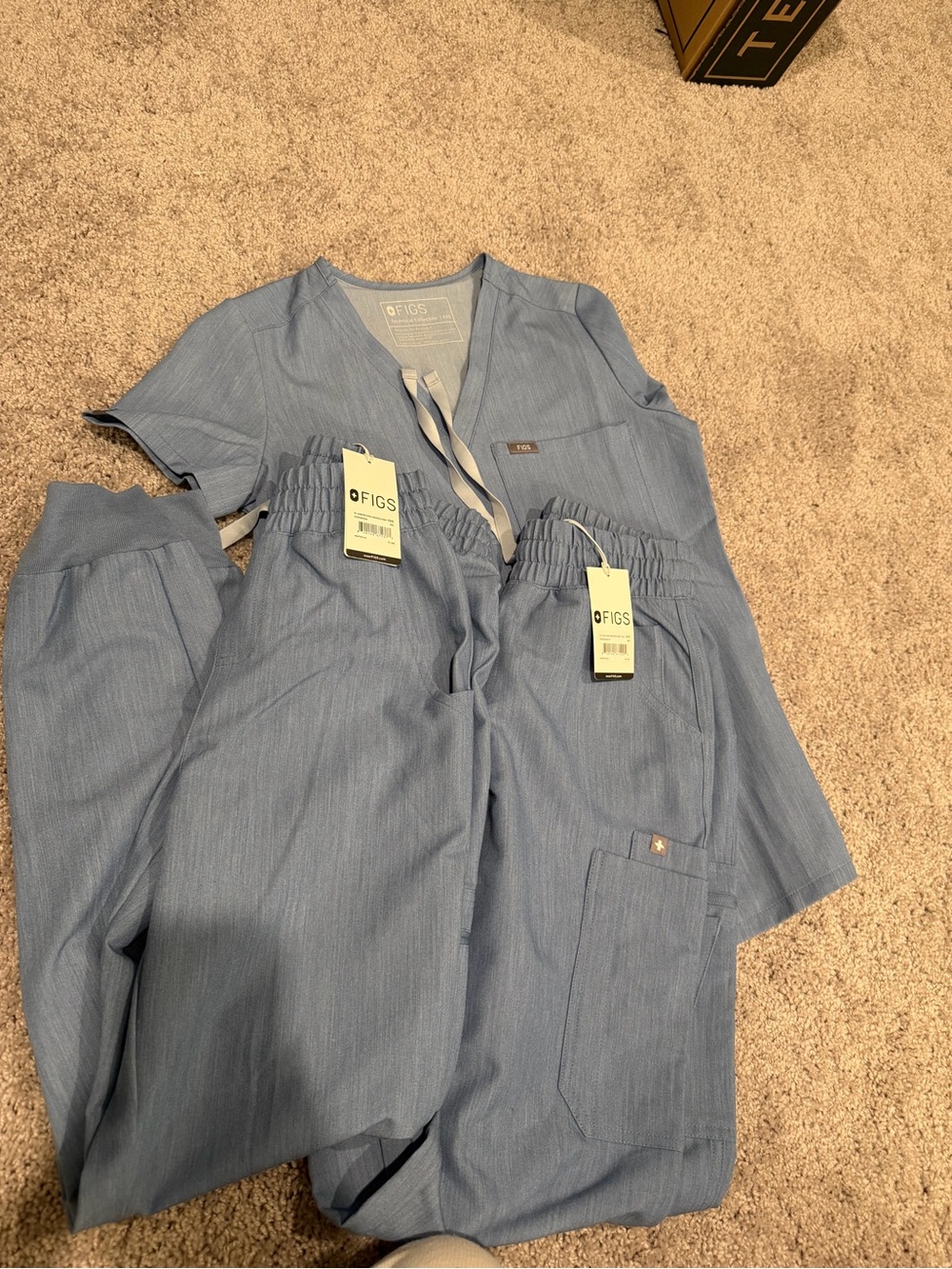 FIGS Light Blue Scrub Set - Top and 2 Pants